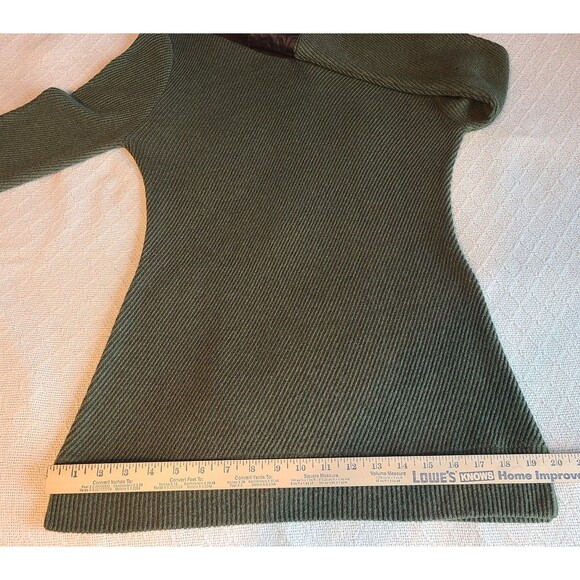 Bigio Collection Green Wool Blend Faux Leather Accents Sweater Tunic Dress Sz L - Picture 12 of 14